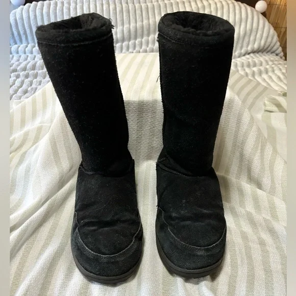 BEAR PAW Black Classic Snow Winter Boots Women’s Size 10 Black Faux Fur Lining - Picture 2 of 16